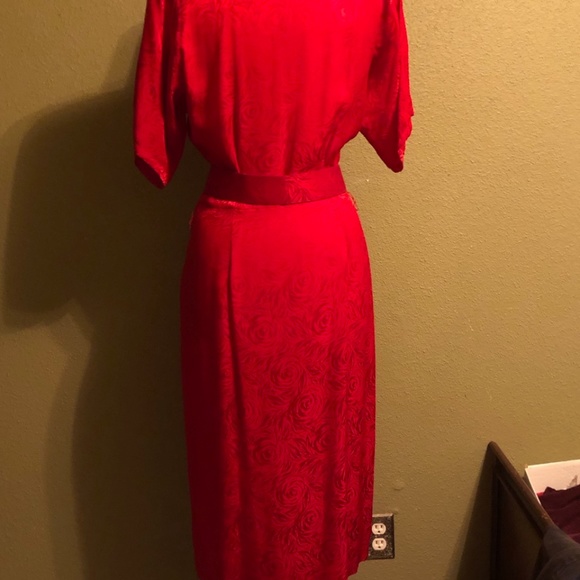 Gorgeous Vintage Argenti Red Silk Dress - Picture 6 of 9